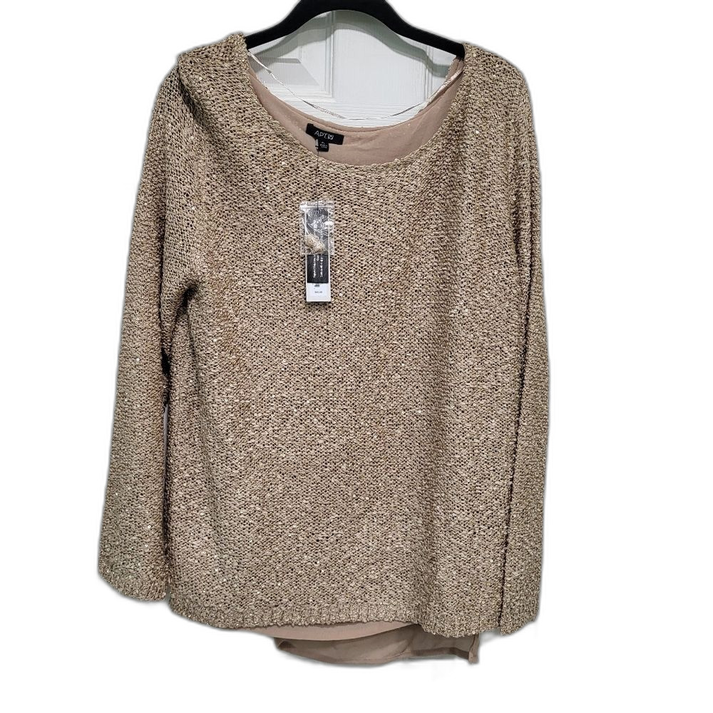 NEW Lined Gold Metallic Sweater XL